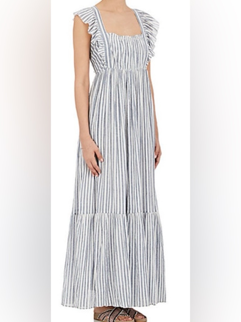 Ulla Johnson Striped Knit Top in White and Light Blue